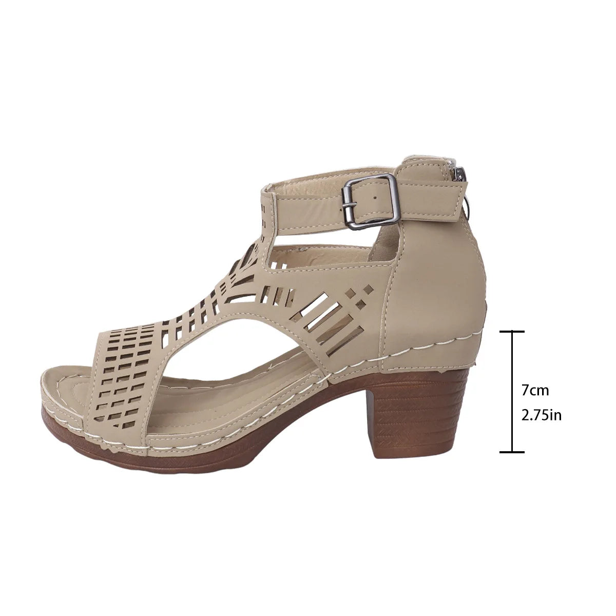 Sandals for Women 2026 New Thick Heeled Sandals Summer Breathable Hollow Out Sandals for Women Retro High Heels Roman Sandalias