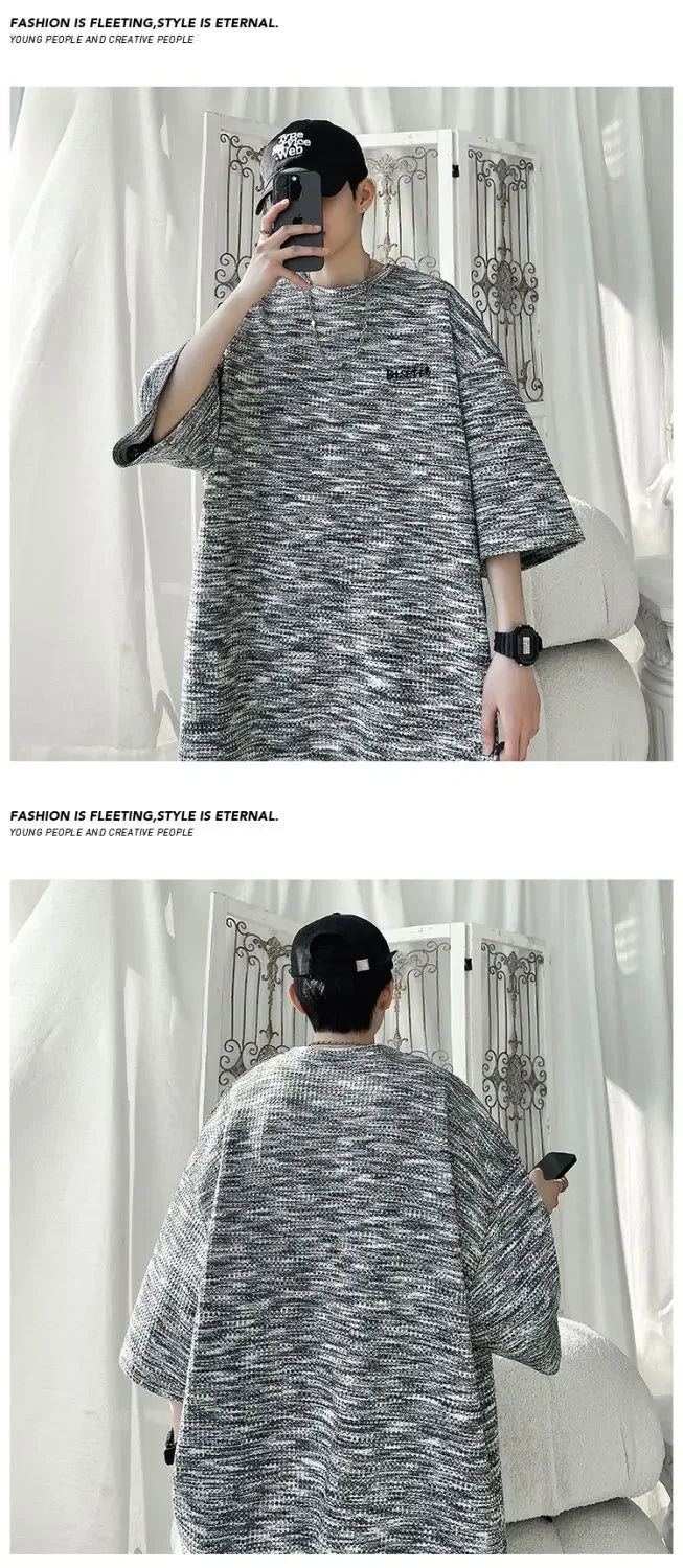 Tie-dyed Short-sleeved T-shirt Men's Summer Trendy Brand Retro Loose Large-size Top Trendy Round Neck Half-sleeved