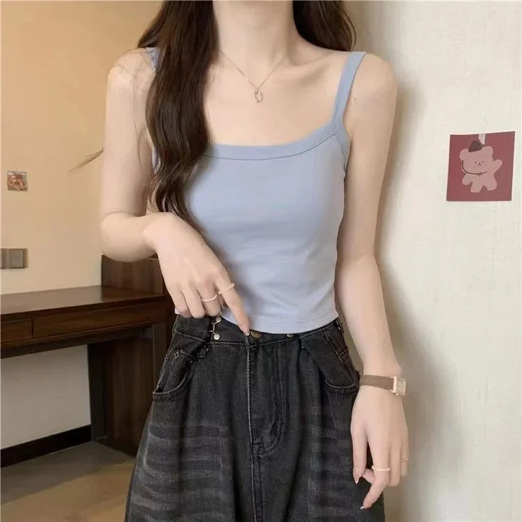 Crop Top Women's Sleeveless Fashion Camisole Basic T-Shirt Vest Tube Top