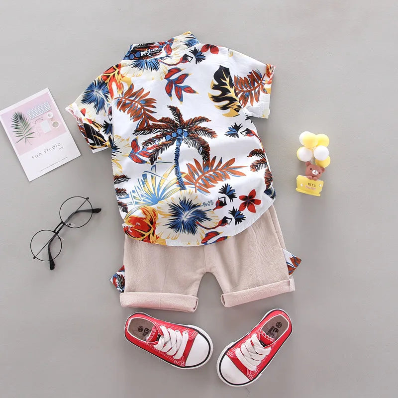 Baby Boy Clothes 0-5Y Summer New Beach Fashion Children Suits Boys Clothing Printed Shirts Short Sleeves Shorts Boys Two Pieces