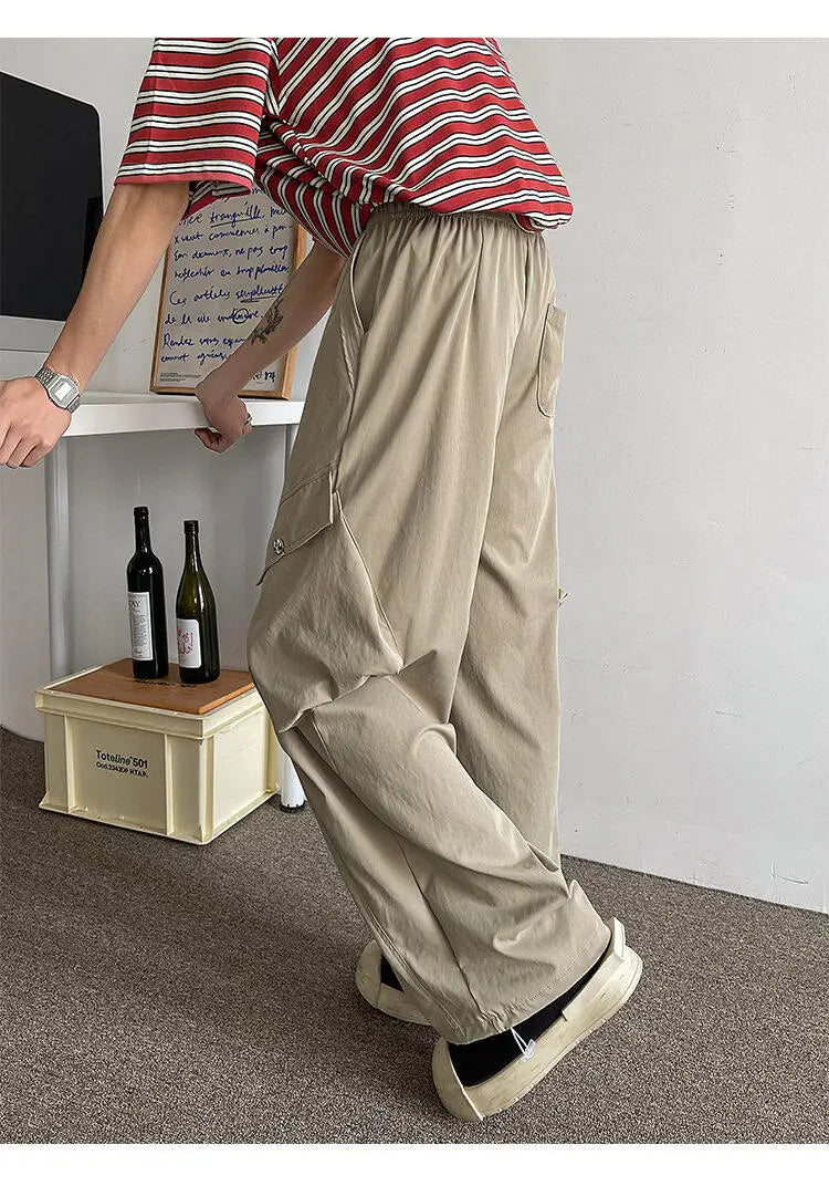 2026 Trendy Retro Wide-Leg Cargo Pants for Men- High Waist Utility Streetwear, Comfortable & Stylish Casual Fashion Pants M-8XL