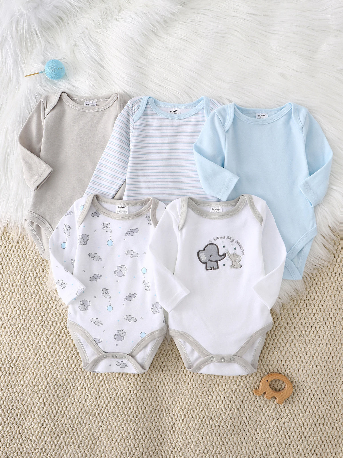 Baby Boy Clothes 5PCS Baby Boy Onesies Spring and Autumn Long-Sleeved Onesie Newborn Baby Clothes Cotton Fabric 0-9 Months