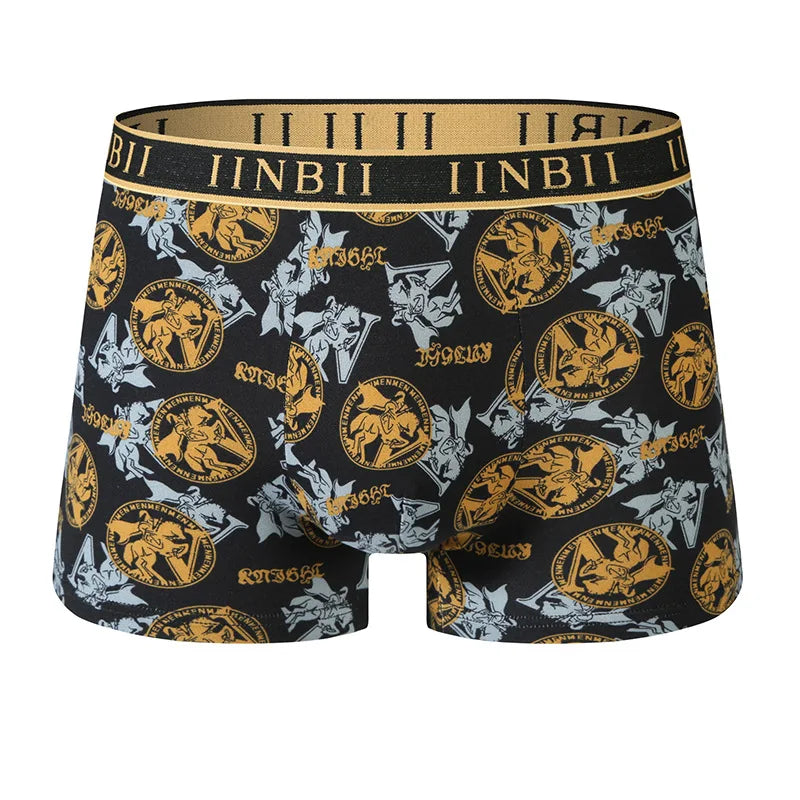5 Pieces of Men's Boxer Briefs, Black Gold Random Soft, Breathable, Comfortable Skin-friendly Four Seasons Hot Men's Underwear