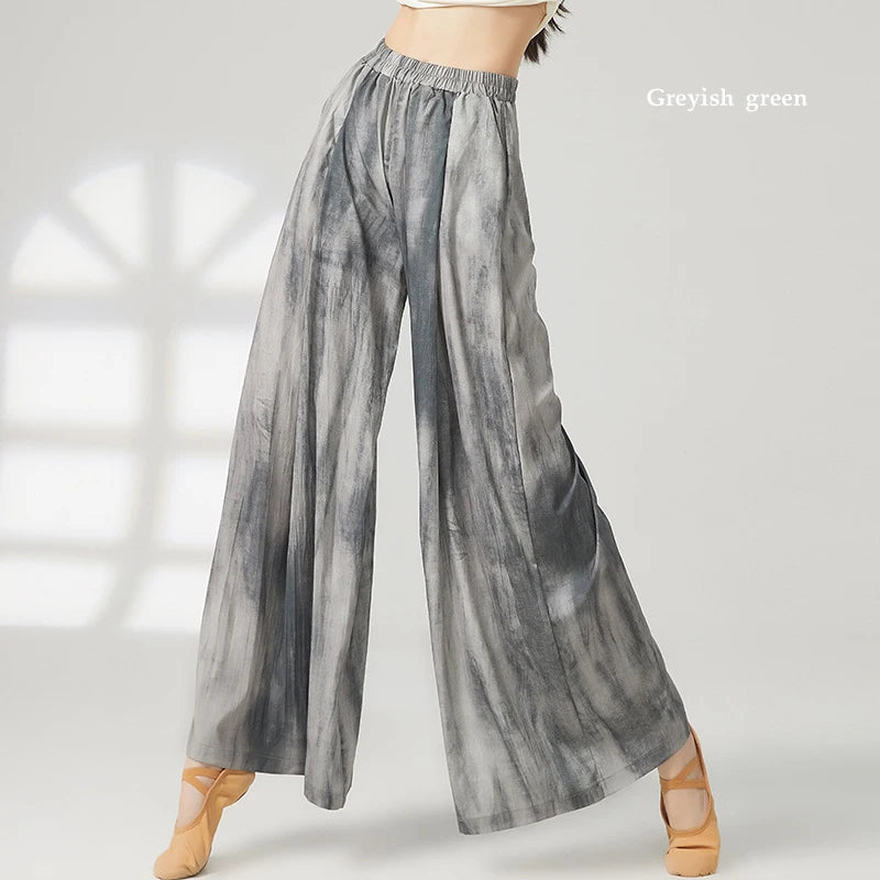 Women's wide-leg trousers made of chiffon, flowing and loose, suitable for formal party and wedding wear, as well as casual wear