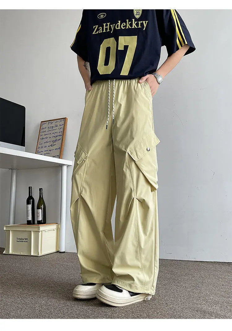 2026 Trendy Retro Wide-Leg Cargo Pants for Men- High Waist Utility Streetwear, Comfortable & Stylish Casual Fashion Pants M-8XL