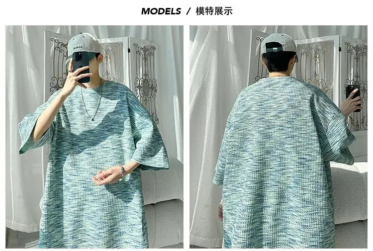 Tie-dyed Short-sleeved T-shirt Men's Summer Trendy Brand Retro Loose Large-size Top Trendy Round Neck Half-sleeved