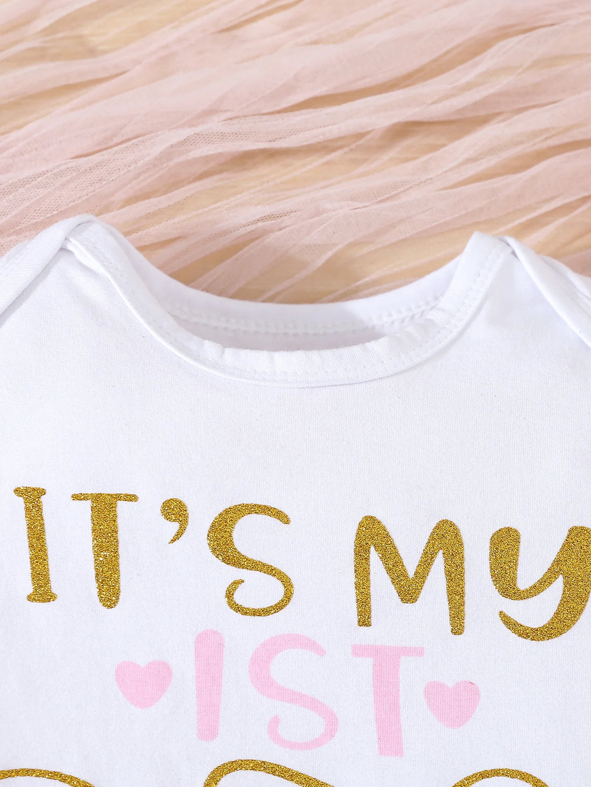 Baby Girl Clothes Cute 1st Birthday Print Outfit Bodysuit Sequin Bowknot Mesh Tutu Skirt 3Pcs Toddler Girls Clothing Set