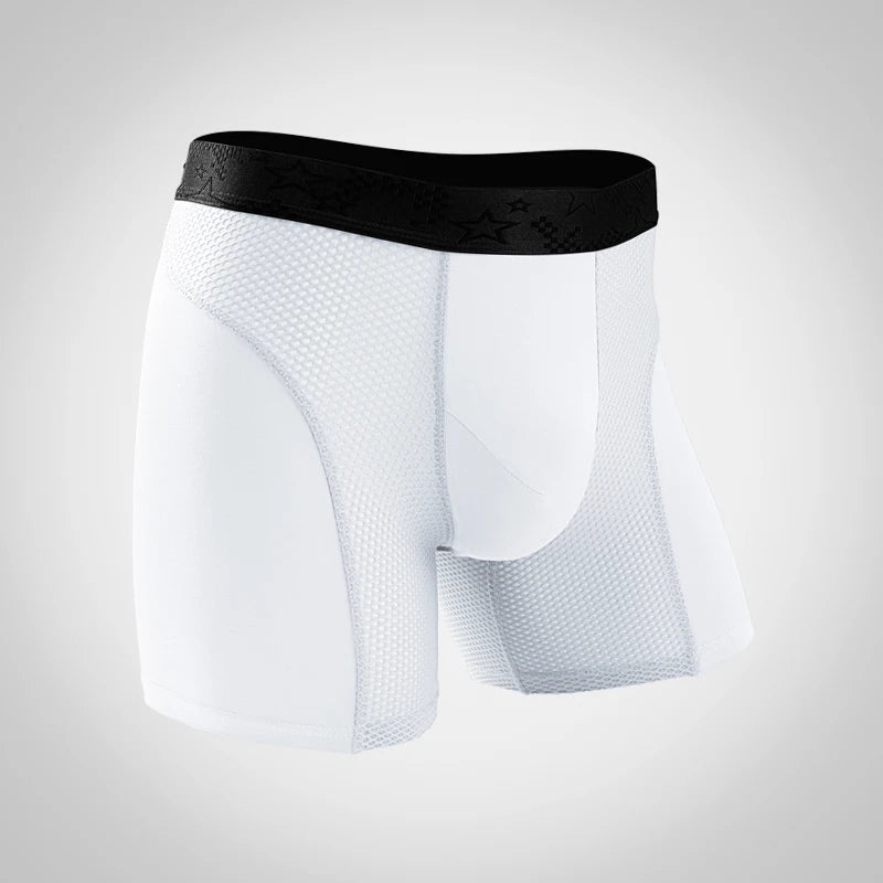 Extra Long Sports Underwear Men's Boxer Briefs Anti-Wear Leg Running Large Size Breathable Training Boxer Briefs