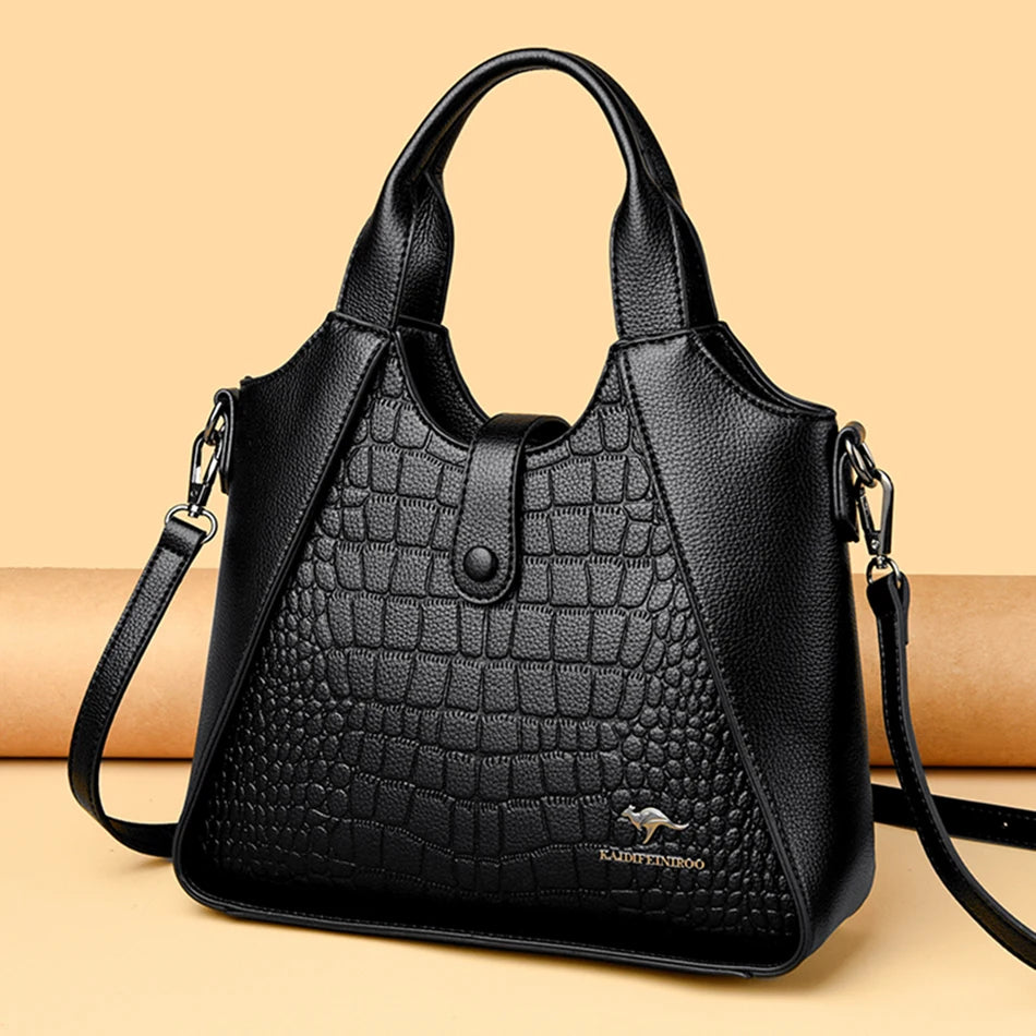 2024 New Fashion Trend Women's Handbag High Quality Soft Leather Women Shoulder Bolsas Solid Color Retro Female Tote Bags Sac