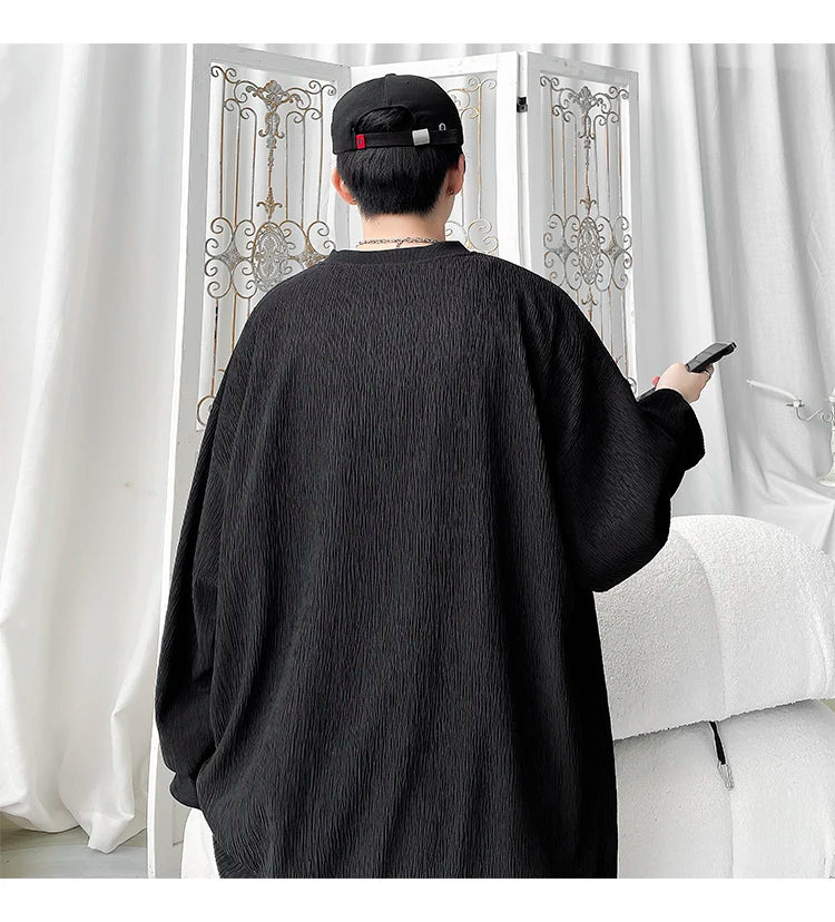 Men's Trendy Casual Long Sleeve T-Shirt High Street Loose Fit Comfortable Wear Modern Minimalist Style Everyday Essential