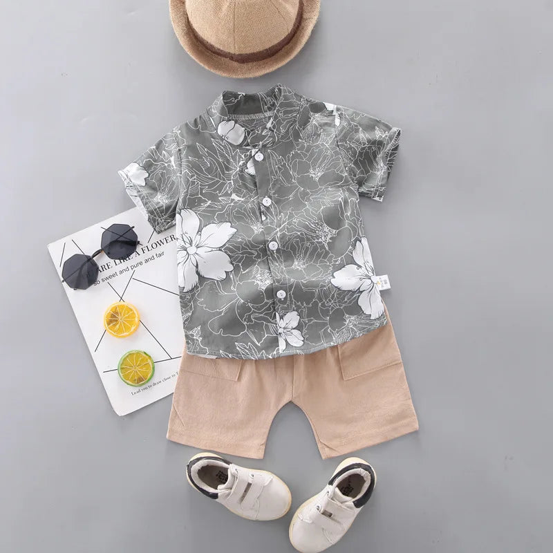 Baby Boy Clothes 0-5Y Summer New Beach Fashion Children Suits Boys Clothing Printed Shirts Short Sleeves Shorts Boys Two Pieces