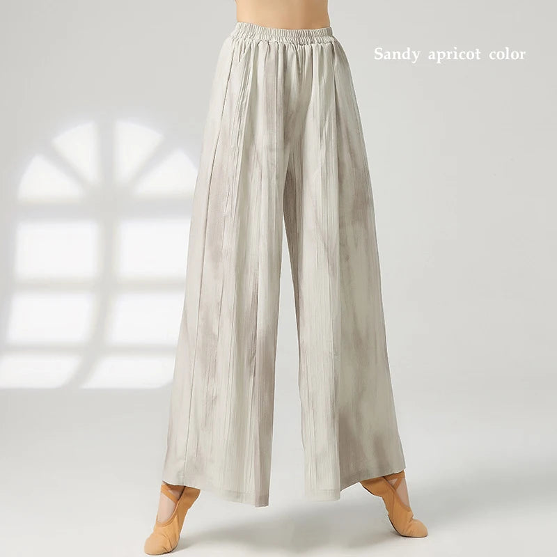 Women's wide-leg trousers made of chiffon, flowing and loose, suitable for formal party and wedding wear, as well as casual wear