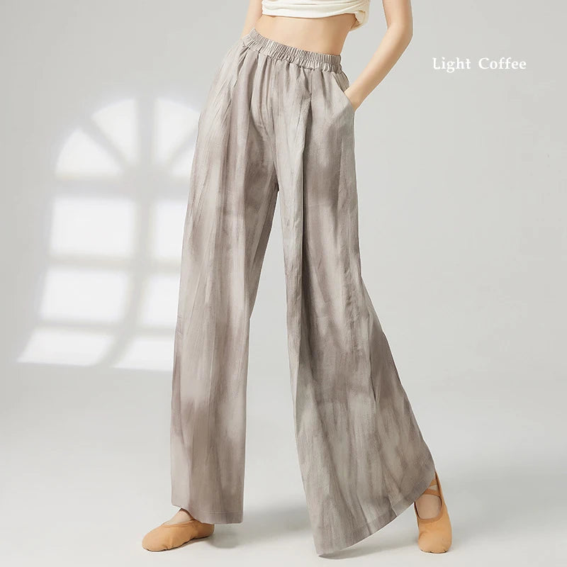 Women's wide-leg trousers made of chiffon, flowing and loose, suitable for formal party and wedding wear, as well as casual wear