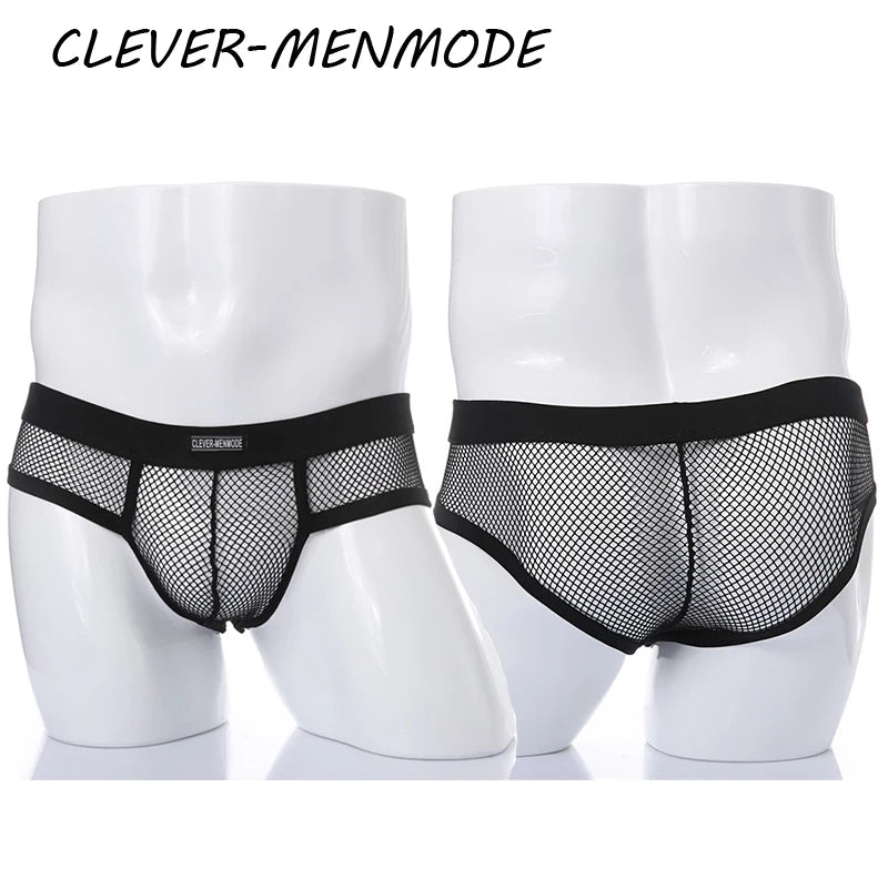 Men's Boxer Shorts Low Rise Mesh Trunk Underwear Black White