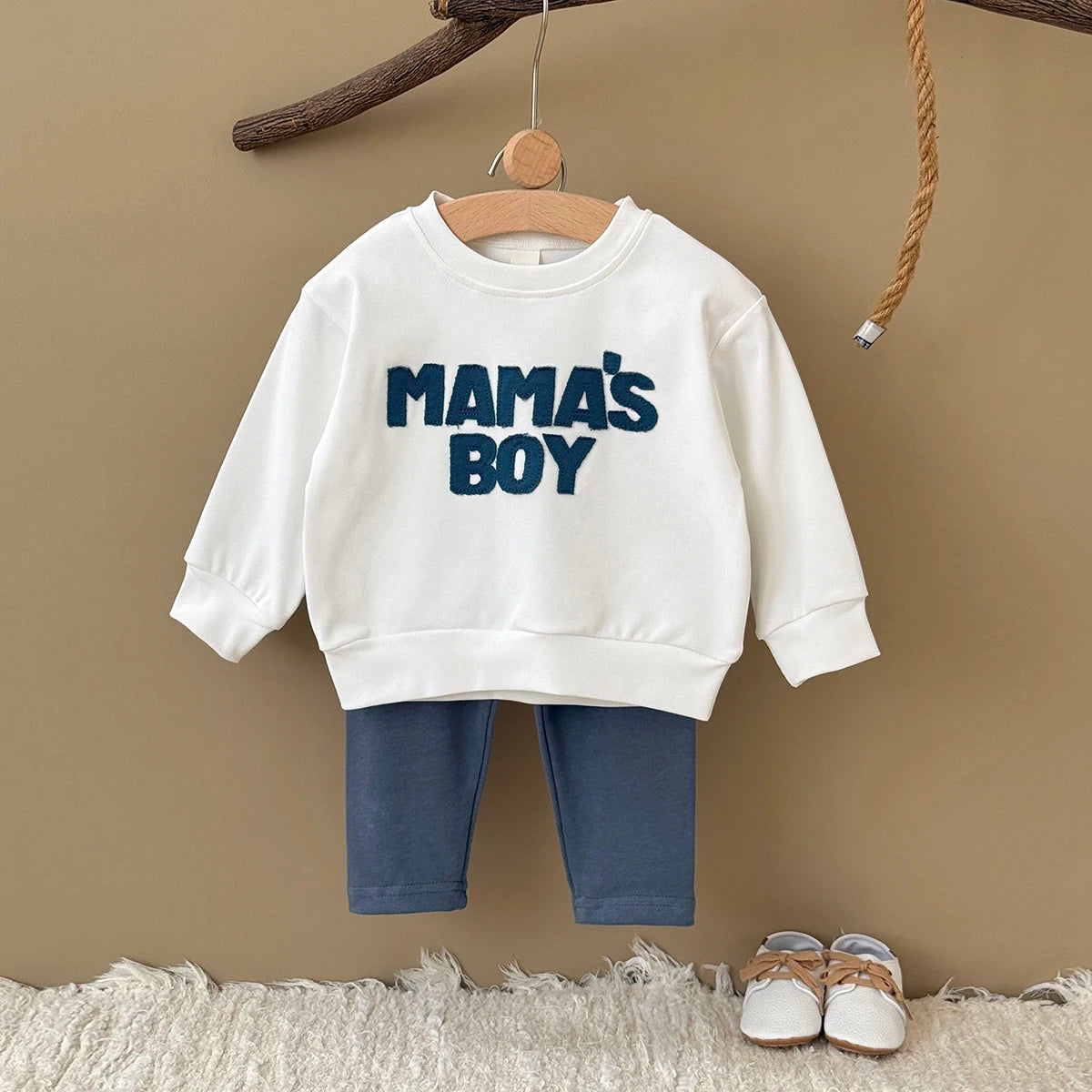 2025 Baby Boy Clothes MAMA'S BOY Sets Fall Baby Girl Infant Outfit Sweatshirt Top Pants 2Pcs Long Sleeve Winter Warm Infant Suit