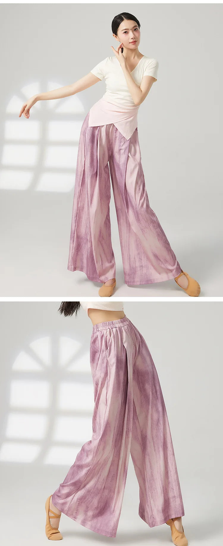 Women's wide-leg trousers made of chiffon, flowing and loose, suitable for formal party and wedding wear, as well as casual wear