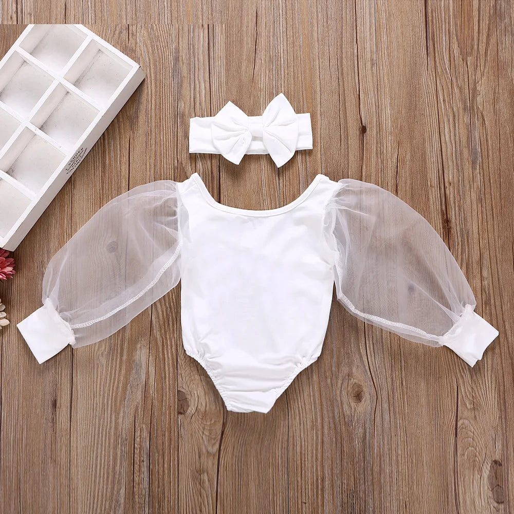 Newborn Baby Girl Clothes Spring Autumn Fashion Long Sleeve Bodysuit Lovely Jumpsuit Headband 2pcs Baby Girl Outfit Set