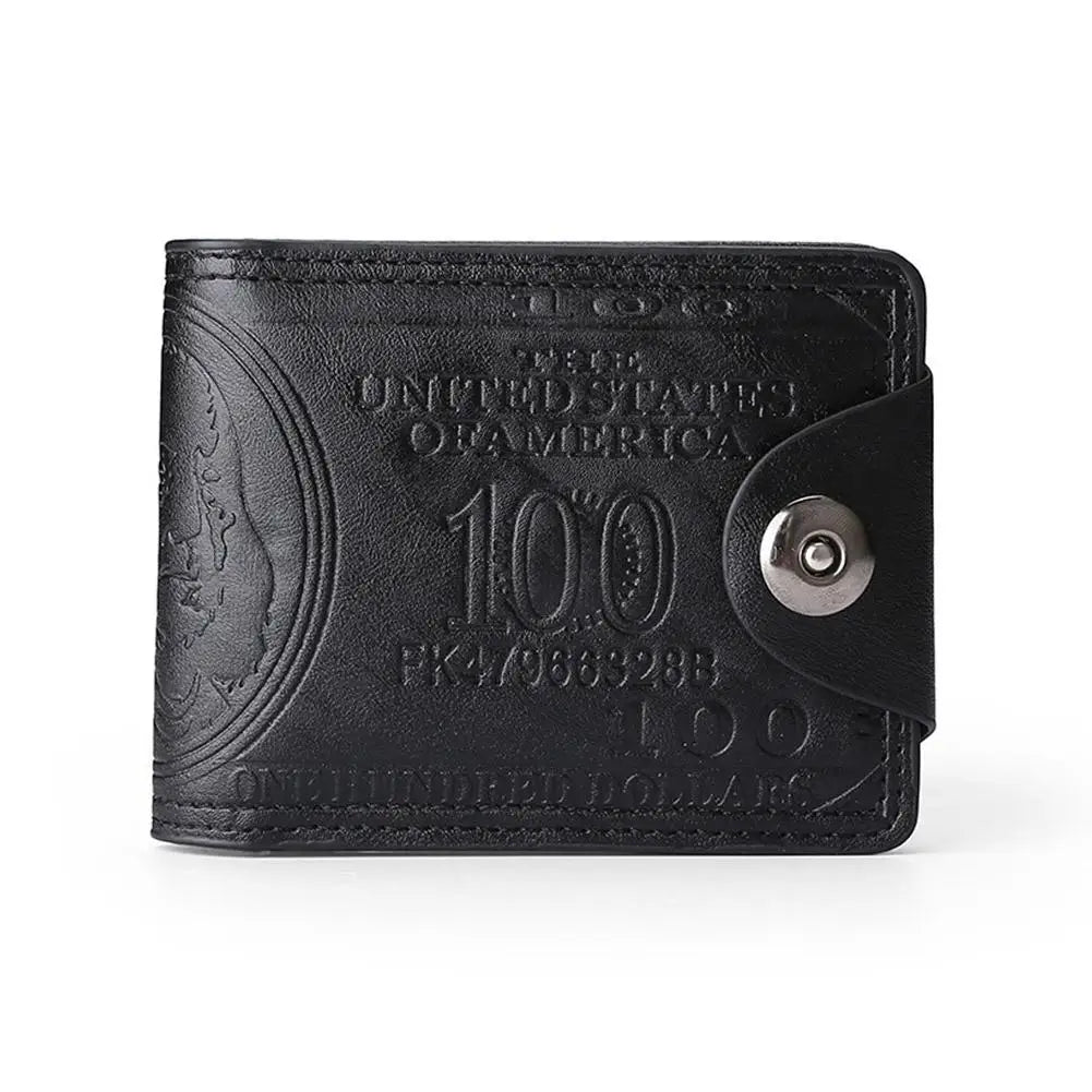 Men's Wallets with 100 US Dollar Pattern Hasp Male Leather Wallet with Zipper Card Holder Coin Pocket Purse Cartera Hombre
