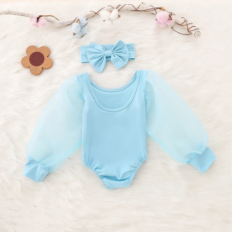 Newborn Baby Girl Clothes Spring Autumn Fashion Long Sleeve Bodysuit Lovely Jumpsuit Headband 2pcs Baby Girl Outfit Set
