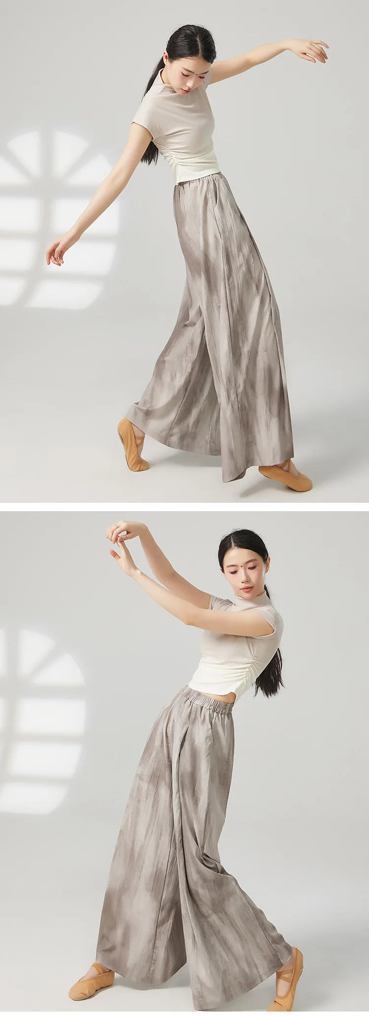 Women's wide-leg trousers made of chiffon, flowing and loose, suitable for formal party and wedding wear, as well as casual wear