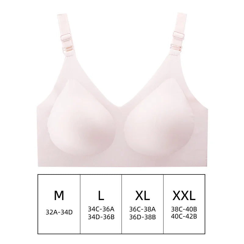 Women's Seamless Bras Ladies Thin Style Jelly Color Soft Bra Wireless Underwear Comfortable Lingerie Deep V Gather
