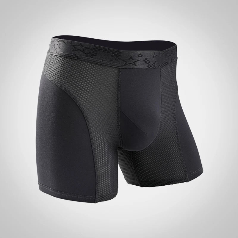 Extra Long Sports Underwear Men's Boxer Briefs Anti-Wear Leg Running Large Size Breathable Training Boxer Briefs