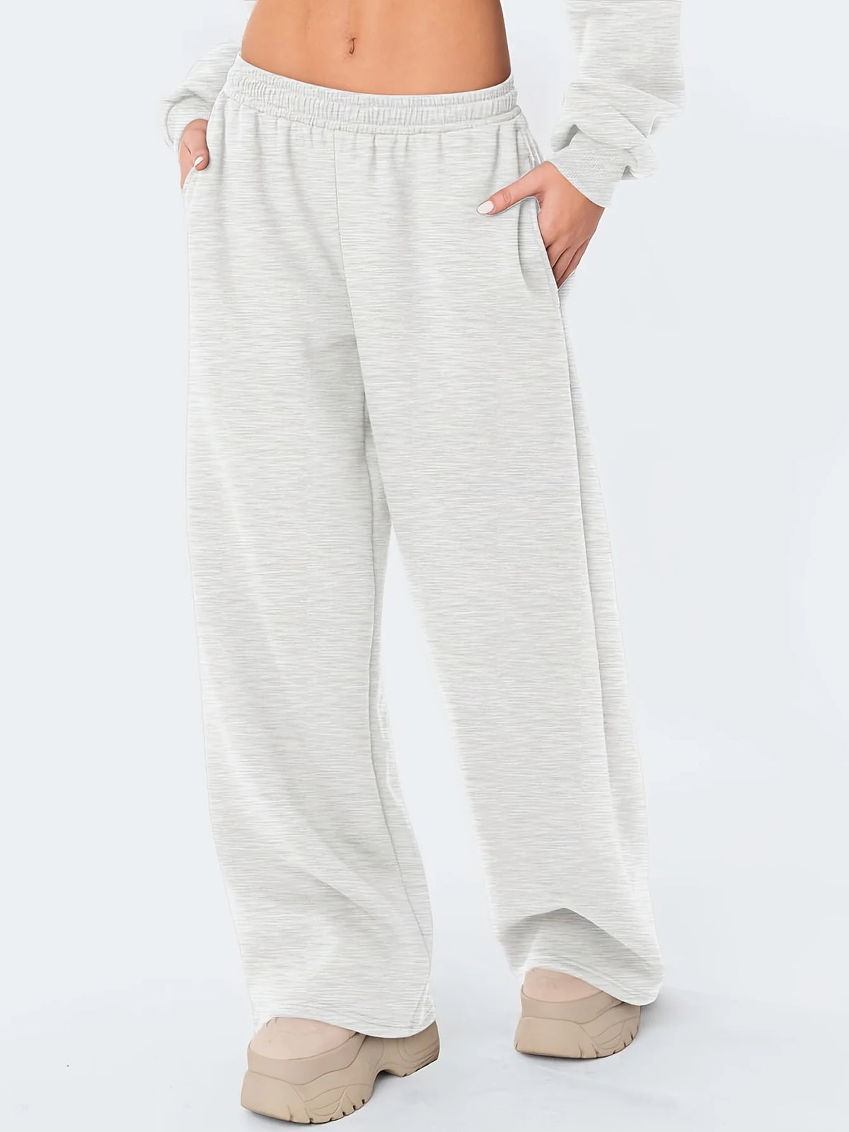 Women's wide leg casual pants are warm and comfortable. Winter solid color casual pants are loose fit