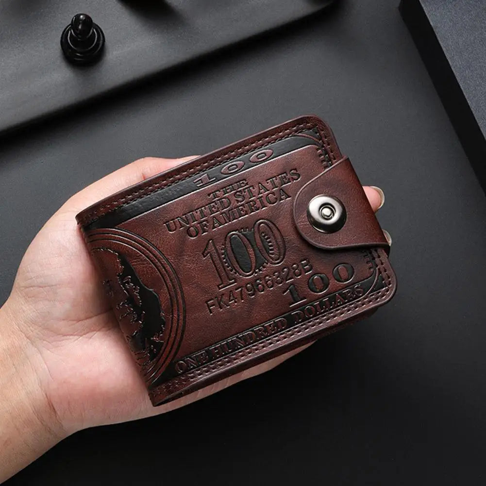 Men's Wallets with 100 US Dollar Pattern Hasp Male Leather Wallet with Zipper Card Holder Coin Pocket Purse Cartera Hombre
