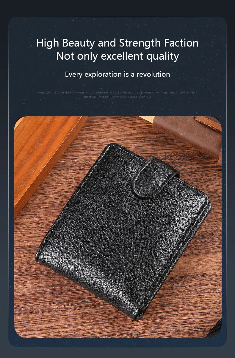Vintage Wallet for Men Leather Short Hasp Man Wallets Casual Durable Coin Pouch Male Slim Photo ID Card Holders Purse Money Clip