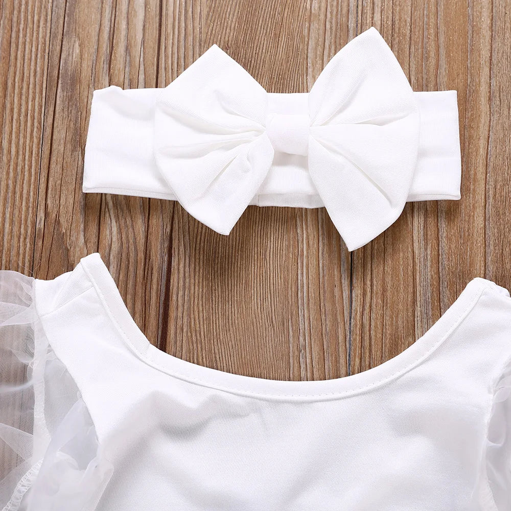 Newborn Baby Girl Clothes Spring Autumn Fashion Long Sleeve Bodysuit Lovely Jumpsuit Headband 2pcs Baby Girl Outfit Set
