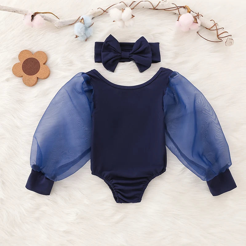 Newborn Baby Girl Clothes Spring Autumn Fashion Long Sleeve Bodysuit Lovely Jumpsuit Headband 2pcs Baby Girl Outfit Set