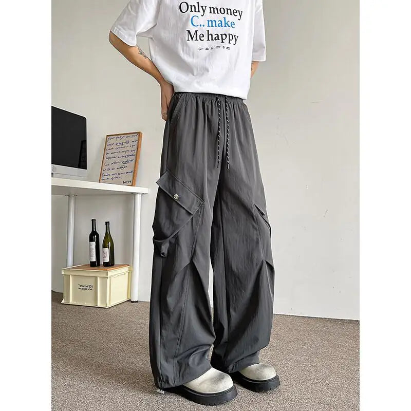 2026 Trendy Retro Wide-Leg Cargo Pants for Men- High Waist Utility Streetwear, Comfortable & Stylish Casual Fashion Pants M-8XL