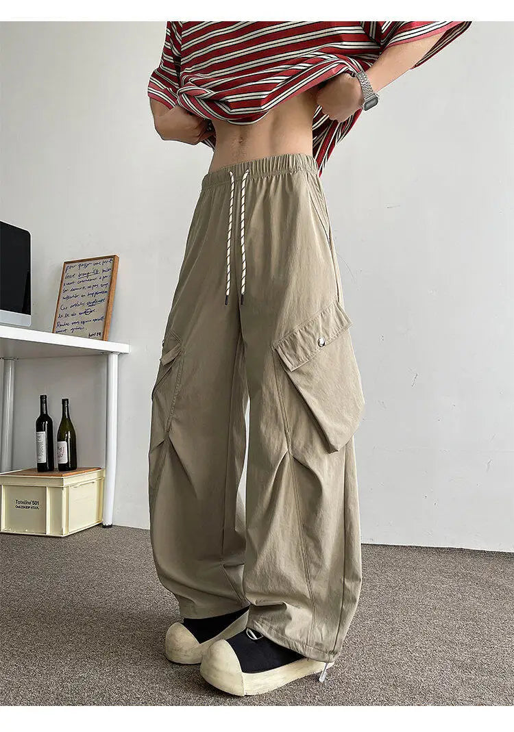 2026 Trendy Retro Wide-Leg Cargo Pants for Men- High Waist Utility Streetwear, Comfortable & Stylish Casual Fashion Pants M-8XL