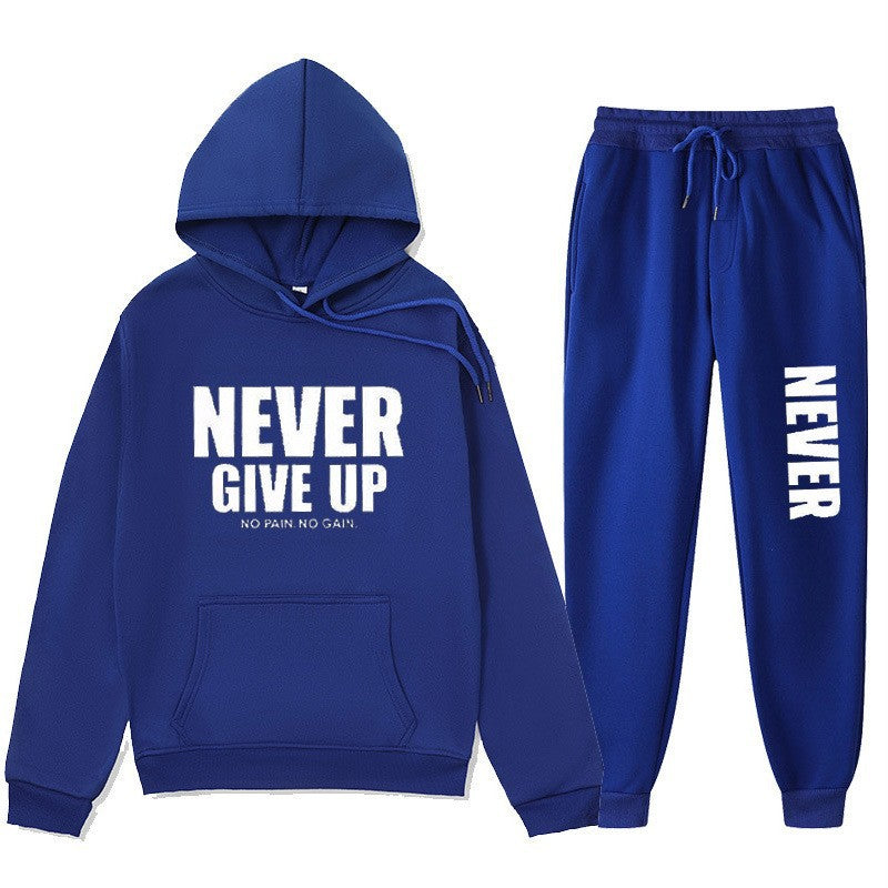 Casual Letter Print Hoodie Set Sweatshirt and Sweatpants Tracksuit Men's Clothing Men's Wear Winter Outfit