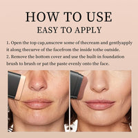 Oqianya Cream Foundation Concealer Long-Lasting Solid Foundation  Dual-Purpose Powder Puff Brush