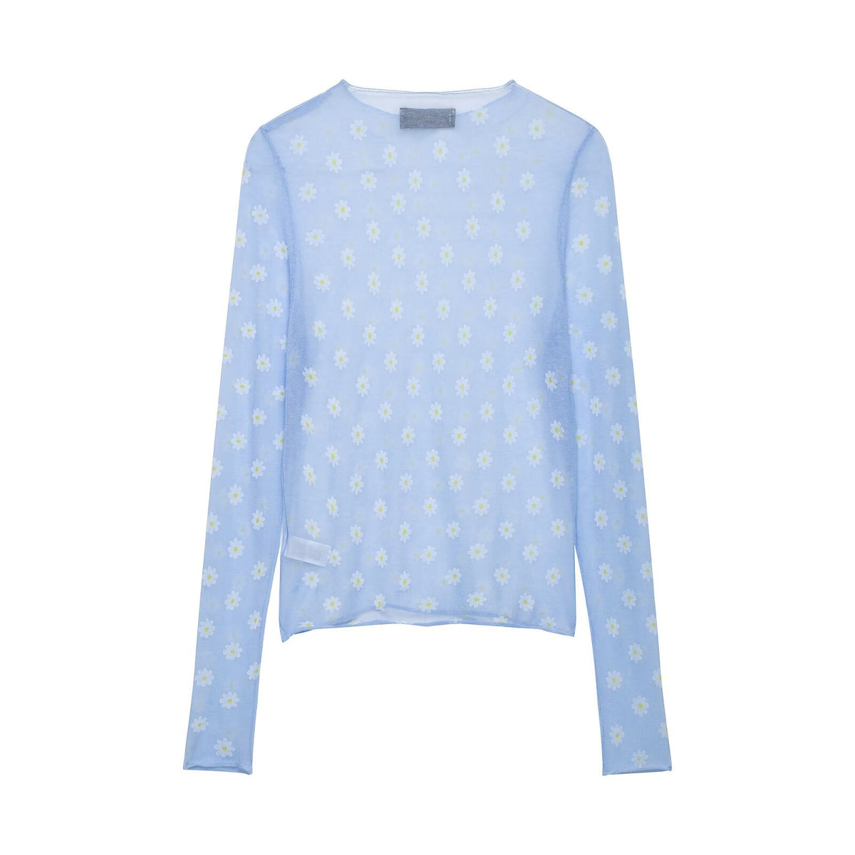 Slim fit semi transparent floral top