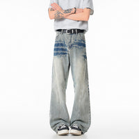 Cleanfit Light Blue Lightning Pattern Denim Pants