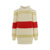 Round neck striped versatile contrasting simple knit sweater