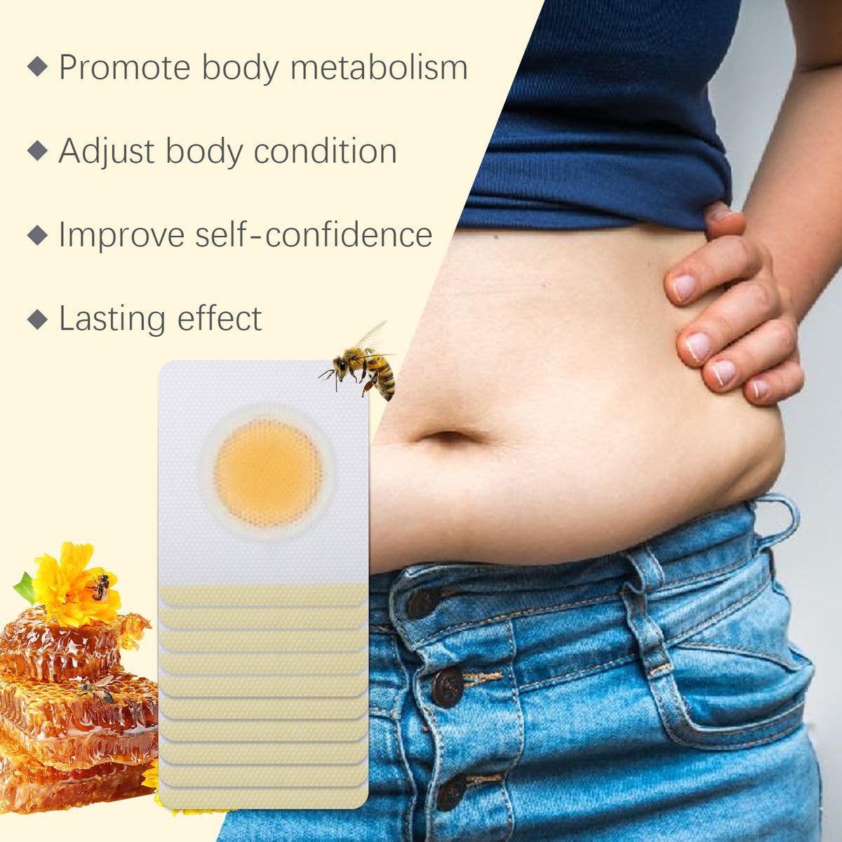 Houkea Bee Venom Body Patch Waist Arm Light Posture Body Lazy Body Care Moisturizing Skin Care Belly Button Patch