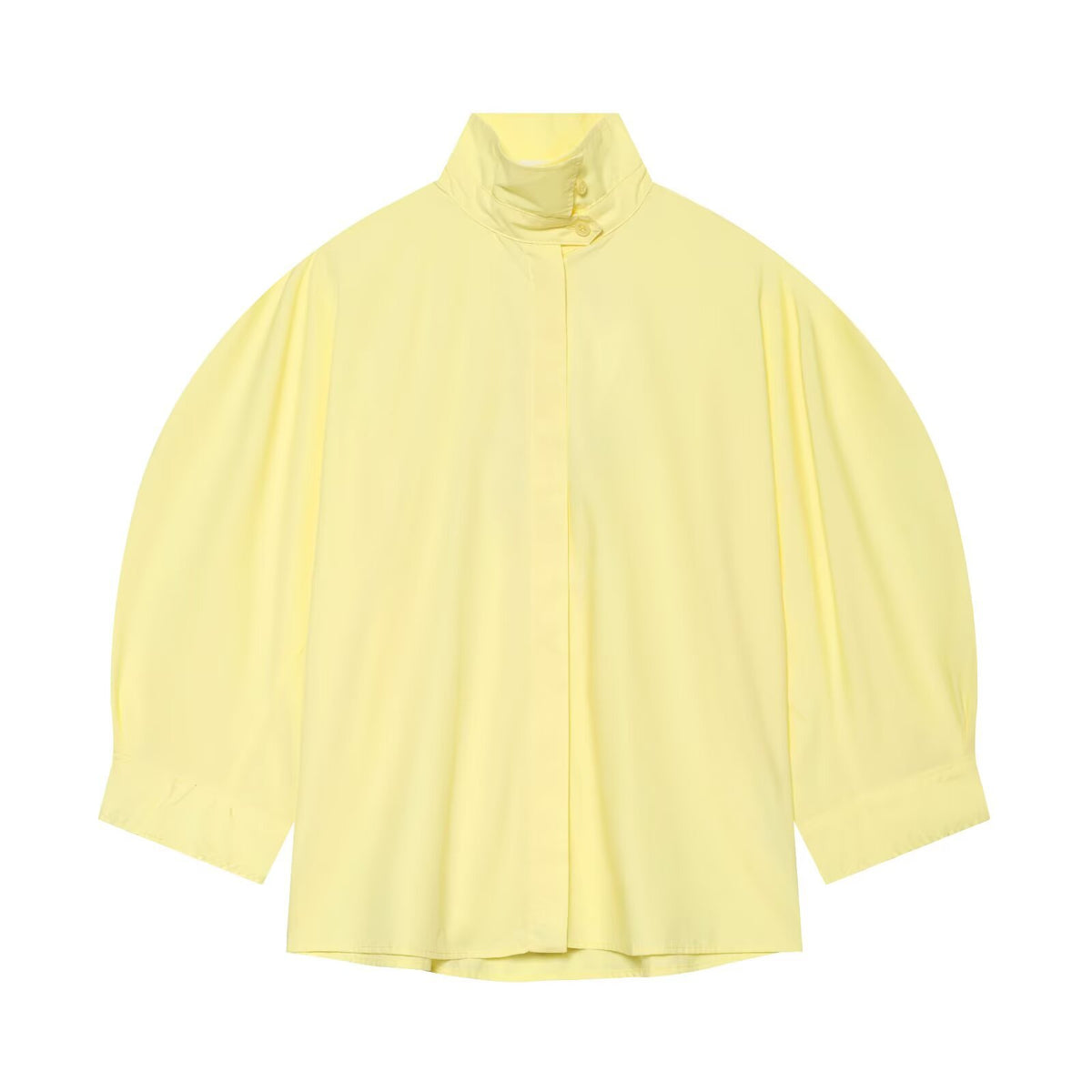 Casual bubble sleeve stand up collar shirt