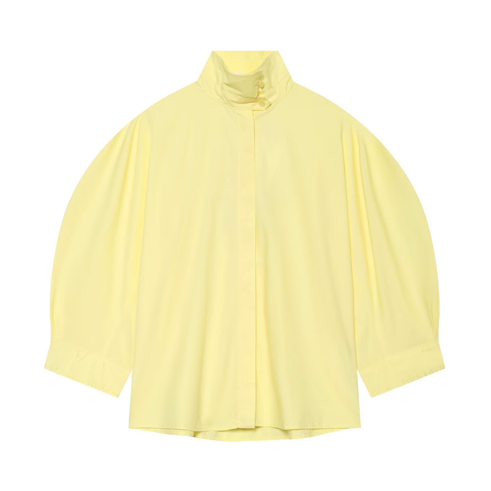 Casual bubble sleeve stand up collar shirt