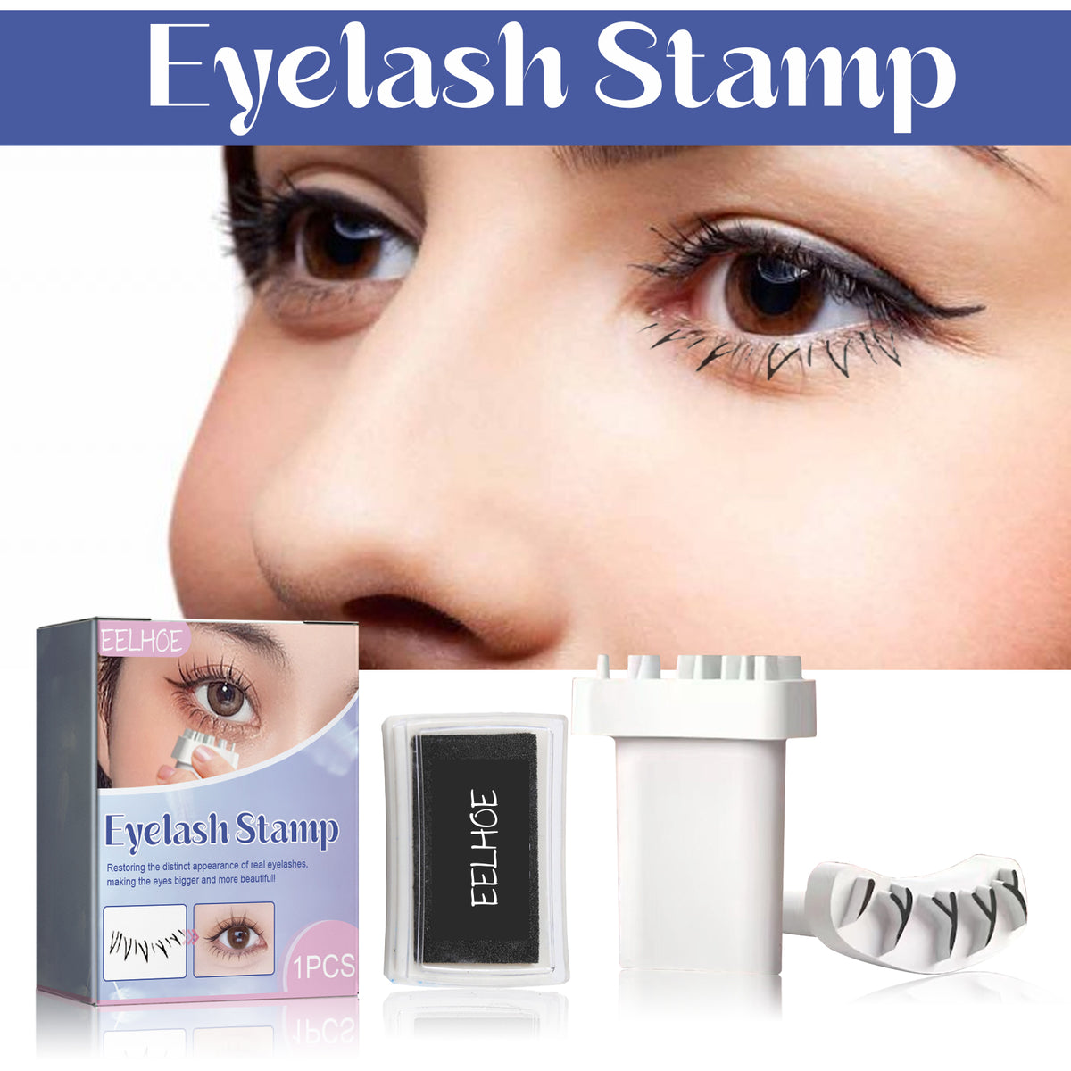 EELHOE Eyelash Stamp, Diy Eyelash Stamp Printing 3D Durable Waterproof Eyelash Aid