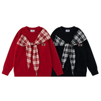 Checkered scarf sweater