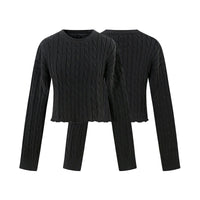 Casual versatile solid color simple knit sweater