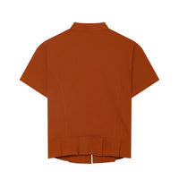 Street short sleeved stand up collar button top