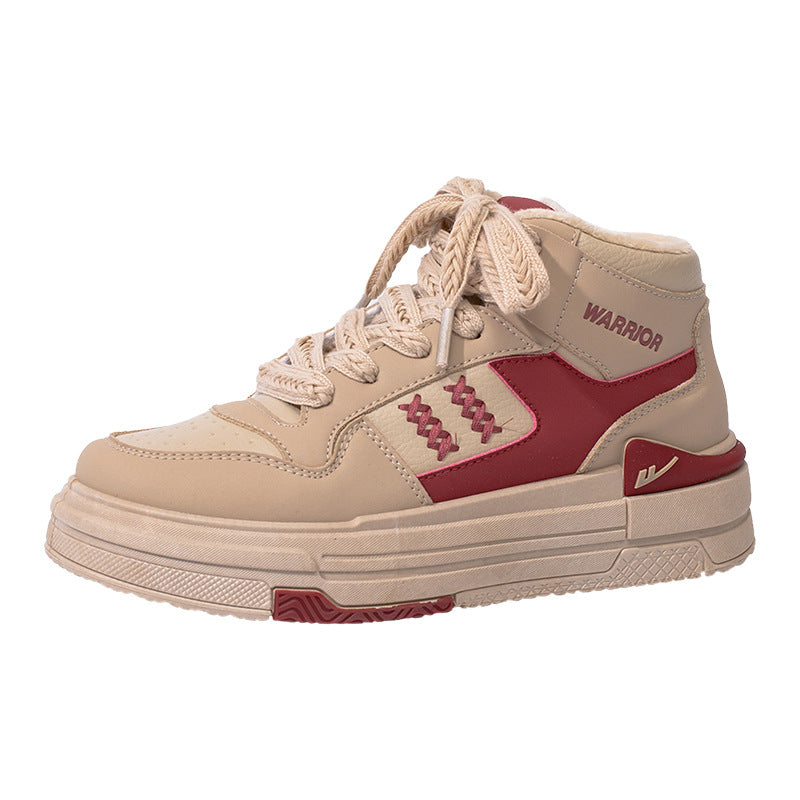 Color blocked high cut thick soled shoes for casual wear