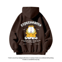 Garfield Printed Hoodie Couple Style Loose Outerwear Men