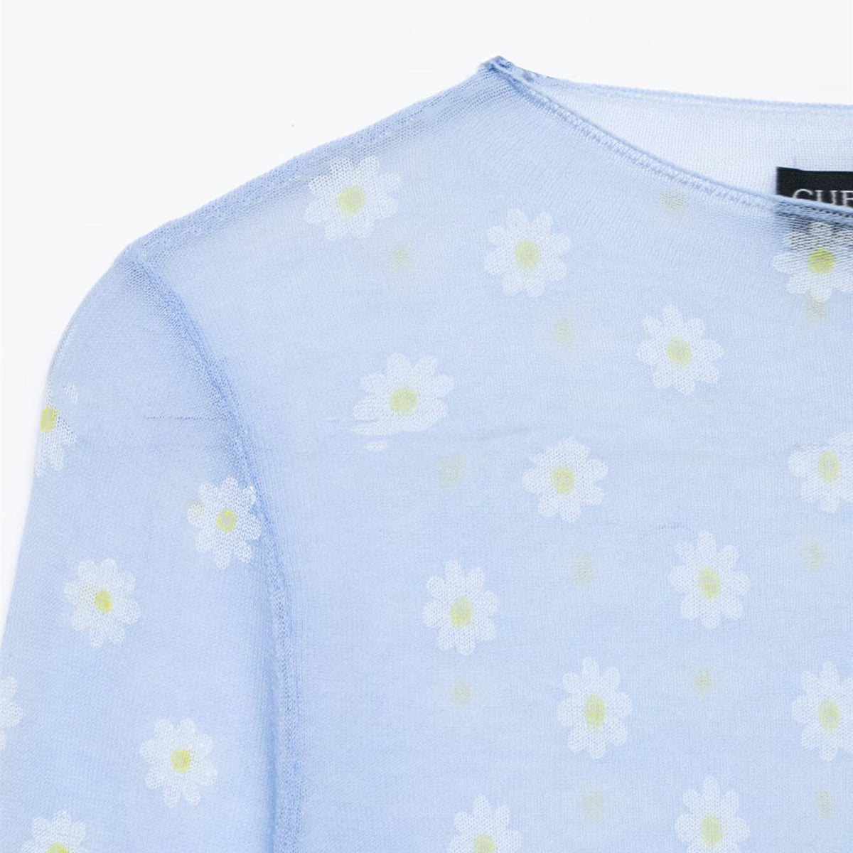 Slim fit semi transparent floral top