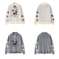 Cartoon puppy embroidered sweater