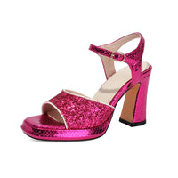 Elegant Open-Toe Sandals with Rhinestone Buckle, Hollow-Out Square Toe Women's Shoes Made to order, ships in 7 days